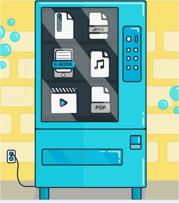 A pop dispenser machine where you can buy digital goods instead.